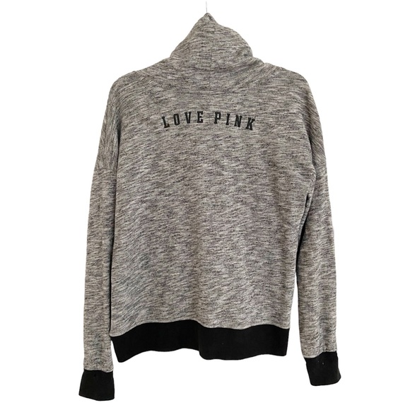 PINK by Victorias Secret XS Funnel Neck Hoodie Pull On Sweatshirt Black White - Picture 2 of 5